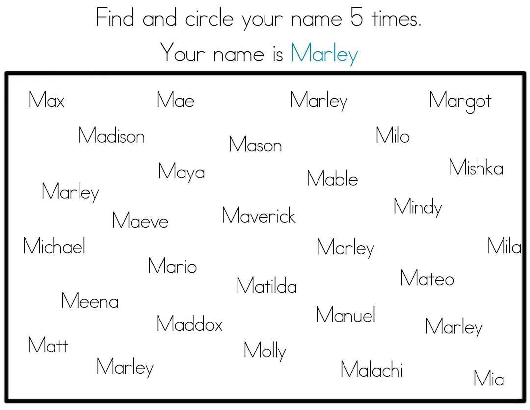 Custom Name Word Search, Name Search Worksheet, Printable Name Activity