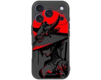 Cyberpunk iPhone Case, Kunoichi, Black, Samurai Ninja Futuristic Slim Case - Unique Gift