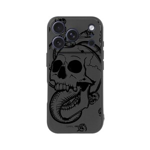 Gothic iPhone Case, Fractal, Black, Skull Dark Edgy Slim Case - Unique Gift