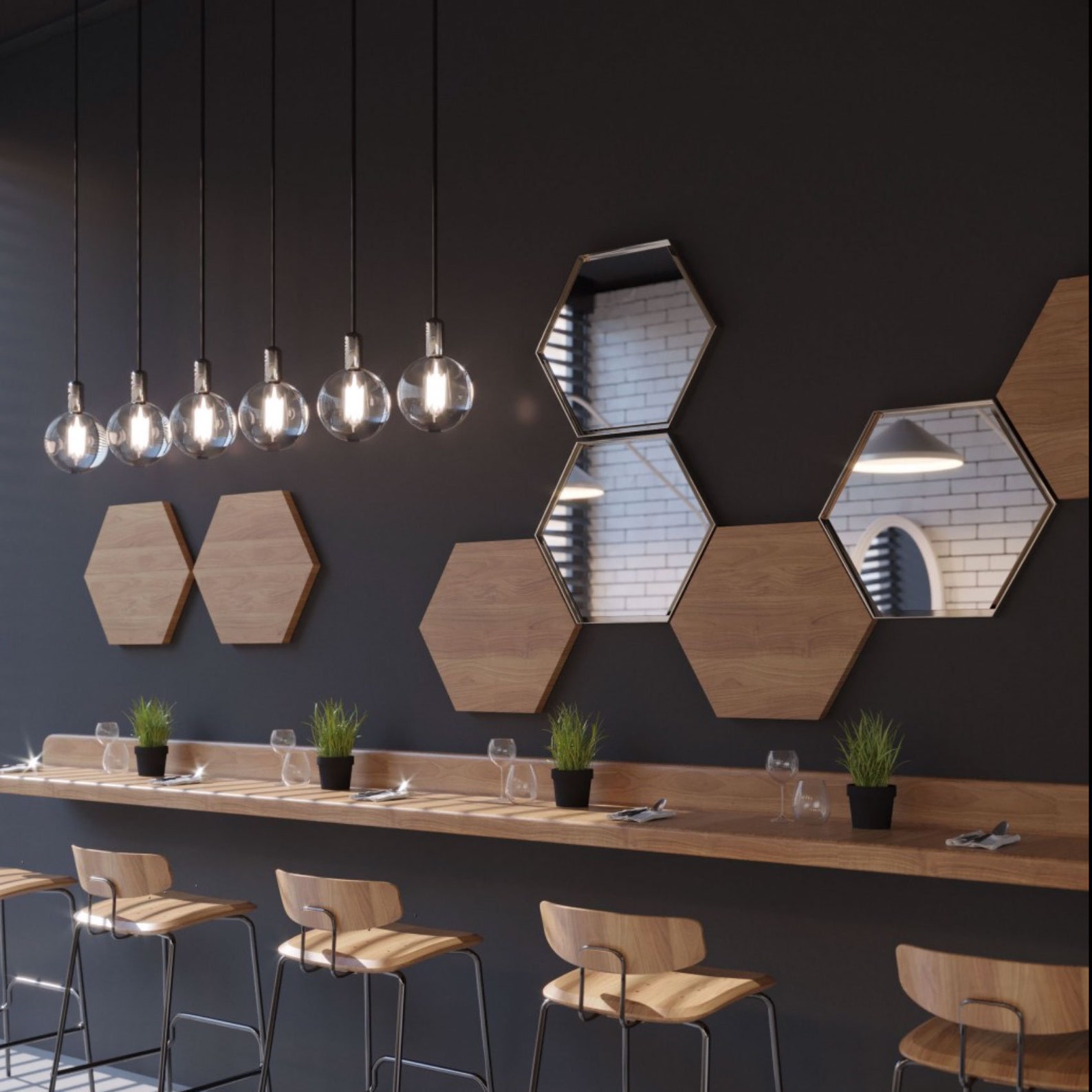 Hex modular mirror with lacquered MDF frame Etsy