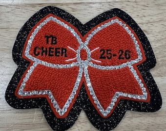 Parches personalizados de porristas con brillantina y diamantes de imitación (colores de la escuela)
