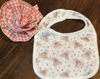 Rosett och haklapp 4 juli-set med broderi ingår
