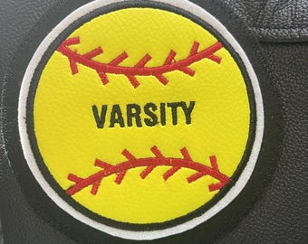 Anpassat Varsity Softball-märke: Skolfärger, textanpassning (alternativ i konstläder)