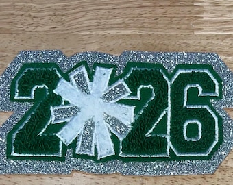 Parches personalizados de porristas con brillantina y diamantes de imitación (colores de la escuela)