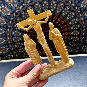 Vintage religiöser Wandbehang, Jesus auf Kreuz, Hartplastik