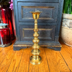 Vintage large brass candle holder, floor candle holder, gothic home decor, altar candle holder, witchy home decor, cottagecore decor