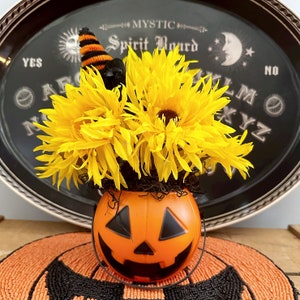 Halloween floral arrangement, halloween decor, Jack-o-lantern centerpiece