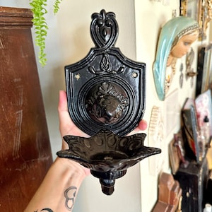 Vintage cast iron wall sconce, black metal candle sconce, gothic home decor, romantic goth decor, dark cottagecore decor