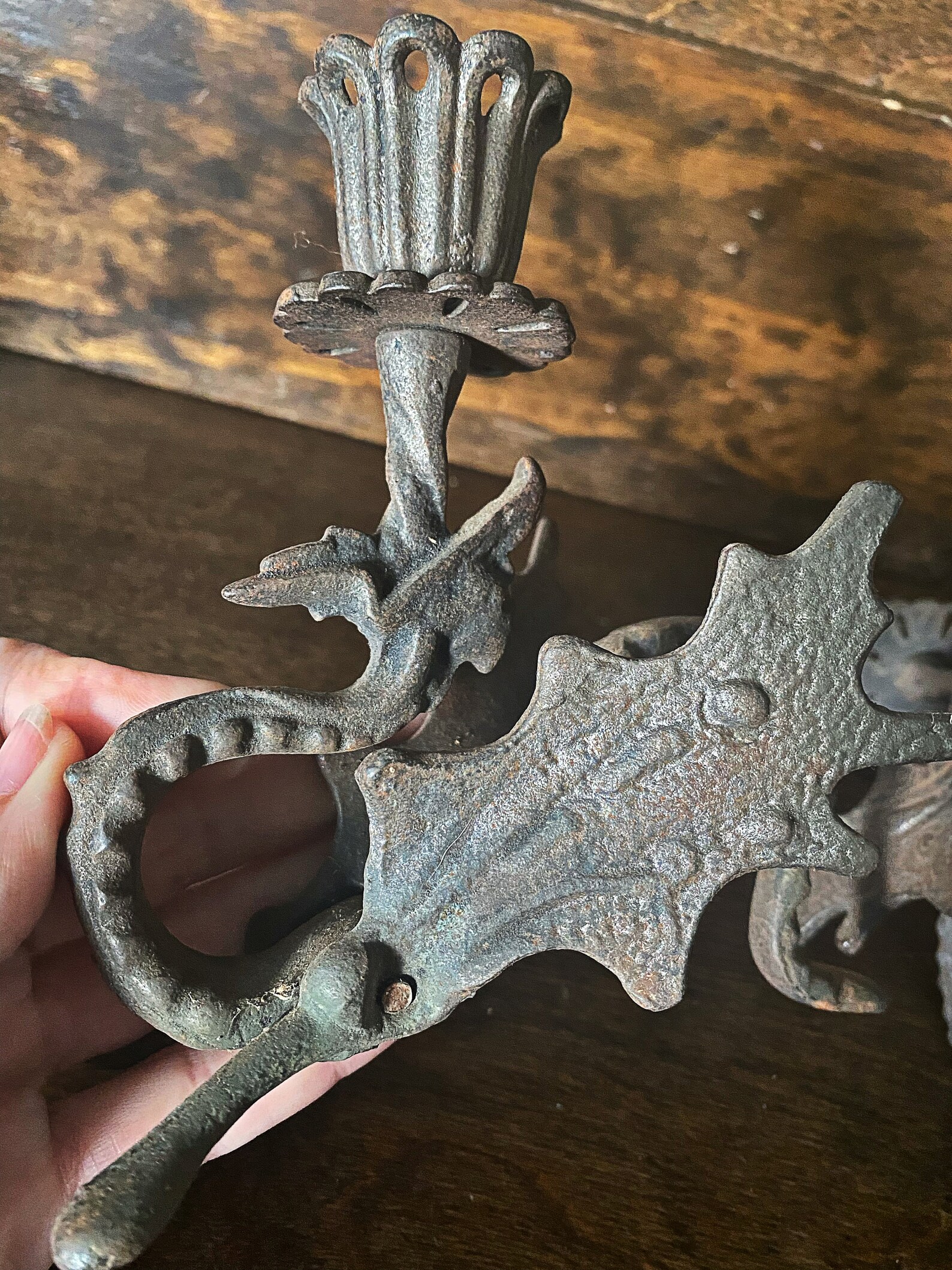 Antique dragon candle holders vintage cast iron dragons Etsy
