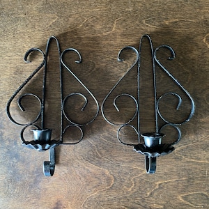 Vintage gothic candle sconces, black wrought iron, gothic home decor, victorian gothic decor