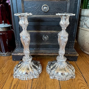 Vintage silver candle holders, ornate gothic candlestick holders, victorian gothic decor,