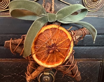 Yule Star Ornament, Dried Orange, Witchy Winter Decor
