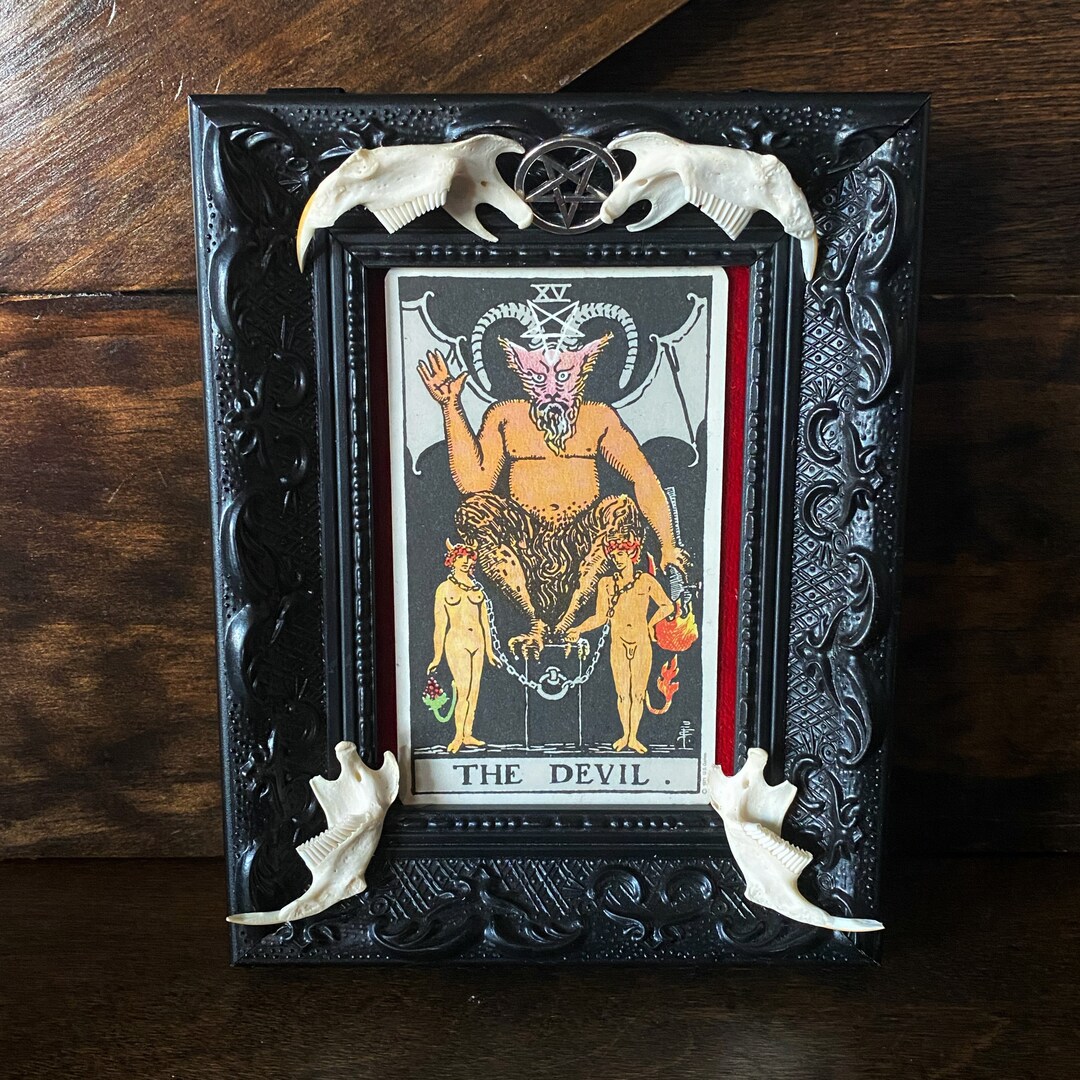Vintage Tarot Card Framed Occult Art Real Bone Art Etsy Australia