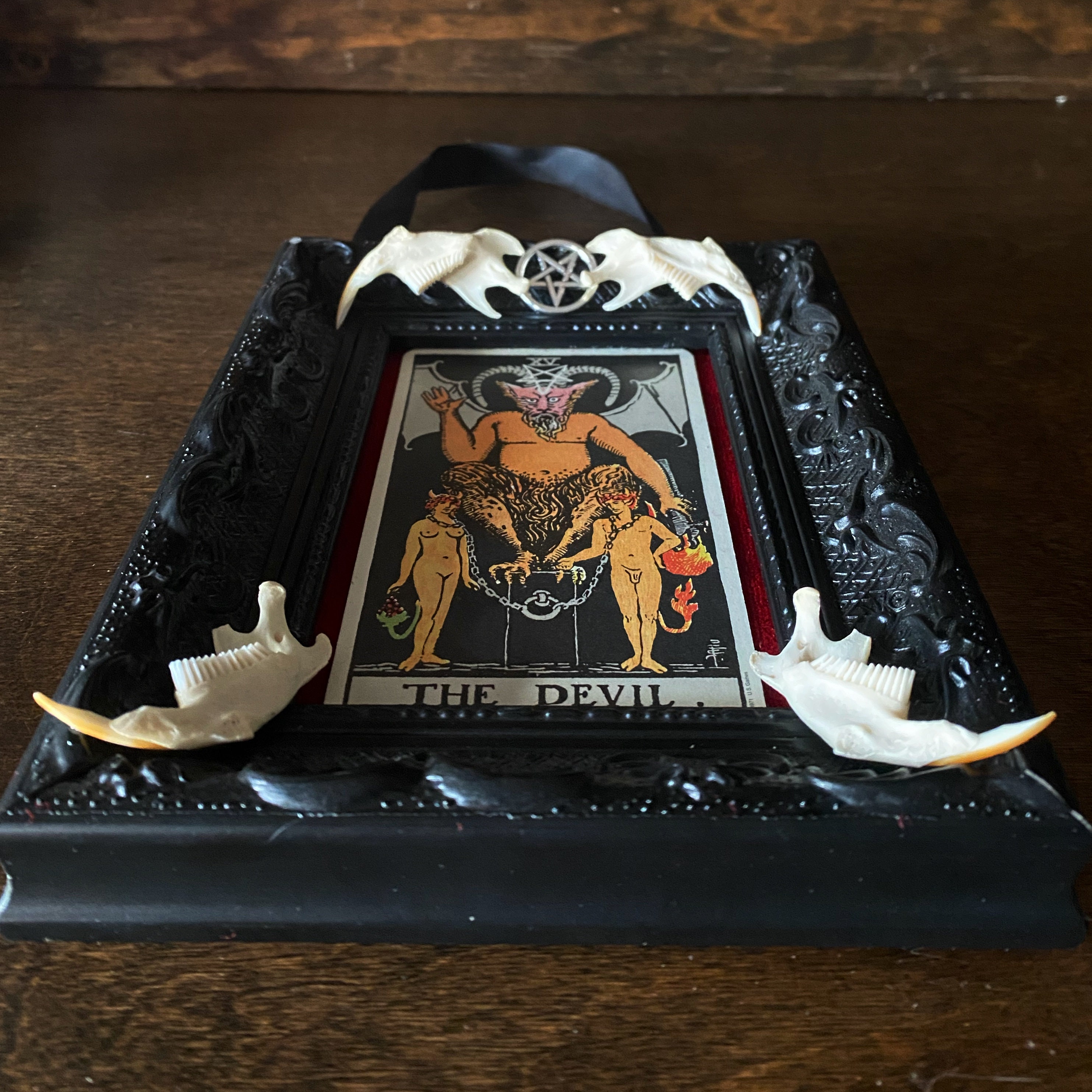 Vintage Tarot Card Framed Occult Art Real Bone Art Etsy Australia