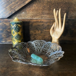 Vintage offering bowl, sliver plated bowl, smudge pot, altar tools, altar decor
