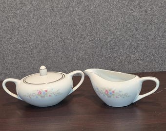 Florenteen Fantasia Sugar Bowl and Creamer Made in Japan Mid Century Vintage