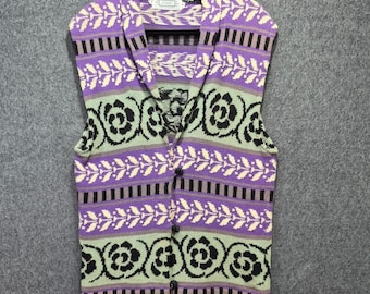 Vintage jaren 80 Sage By Liz Ence M Sweater Vest 100% Katoen Handgeweven Cottagecore