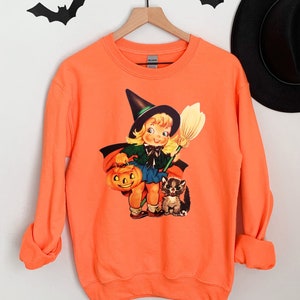 Vintage Halloween Sweatshirt Retro Halloween Shirt Halloween Witch sweatshirt Halloween sweatshirt for Women Fall Pumpkin Crewneck Plus Size image 3