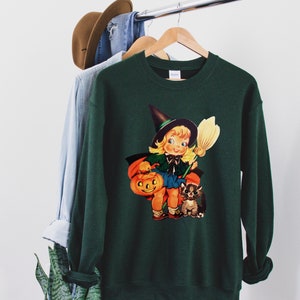 Vintage Halloween Sweatshirt Retro Halloween Shirt Halloween Witch sweatshirt Halloween sweatshirt for Women Fall Pumpkin Crewneck Plus Size image 1