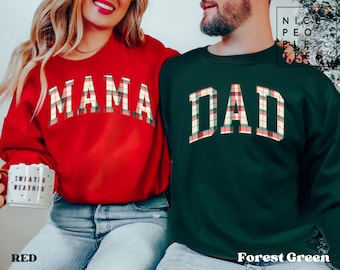 Mom and Dad Christmas Sweatshirt, New Mom and Dad Christmas Shirt, Christmas Pregnancy Announcement, Dad & Mama Matching Christmas Shirts