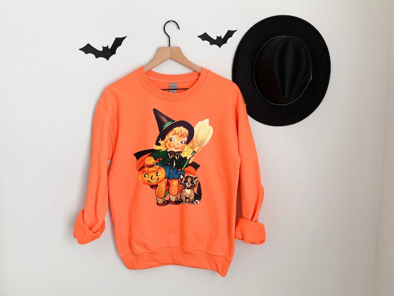 Vintage Halloween Sweatshirt Retro Halloween Shirt Halloween Witch sweatshirt Halloween sweatshirt for Women Fall Pumpkin Crewneck Plus Size image 3