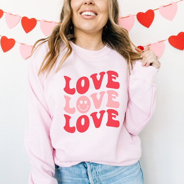 Sudadera Retro Love: cuello redondo de San Valentín