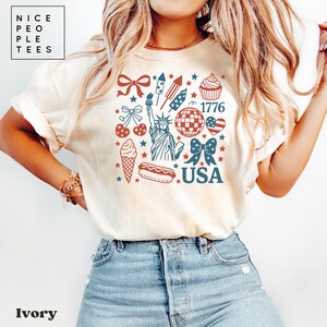 Retro 4th of July Comfort Colors Tee: Patriotic USA Shirt