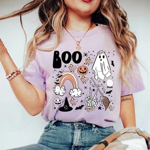 Retro Halloween Comfort Colors Shirt, Pumpkin Shirt, Vintage Halloween Shirt, Retro Fall Shirt, Halloween Doodles tee, Cute Halloween tshirt