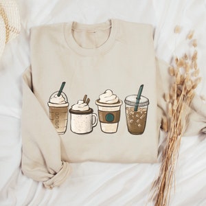 Coffee mug Sweatshirt, Coffee cup Sweater, But First Coffee, Coffee Latte Lover Gift, Iced Coffee Shirt, Womens Crewneck, cute coffee tee