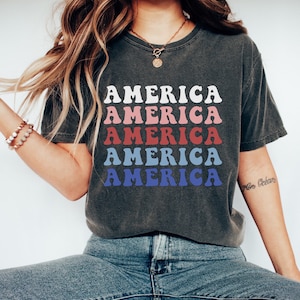 America shirt Comfort Colors Women’s 4th of July Shirt, Retro America tee, Fourth of July Shirt T-Shirt, USA shirt, Summer BBQ t-shirt