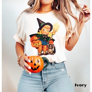 Vintage Halloween Comfort Colors shirt, Retro Halloween Shirt, Pumpkin shirt, Halloween Witch shirt, Witch Comfort Colors Tee, Witch shirt