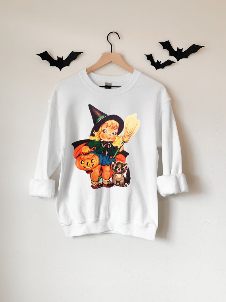 Vintage Halloween Sweatshirt Retro Halloween Shirt Halloween Witch sweatshirt Halloween sweatshirt for Women Fall Pumpkin Crewneck Plus Size image 5