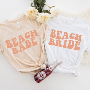 Beach Bachelorette Party Favor Shirts, Matching Bachelorette Beach Bride Beach Babe shirt, Retro Bachelorette Party Favors Florida Mexico