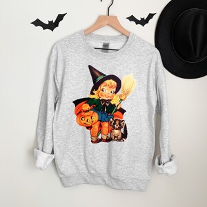 Vintage Halloween Sweatshirt Retro Halloween Shirt Halloween Witch sweatshirt Halloween sweatshirt for Women Fall Pumpkin Crewneck Plus Size image 4
