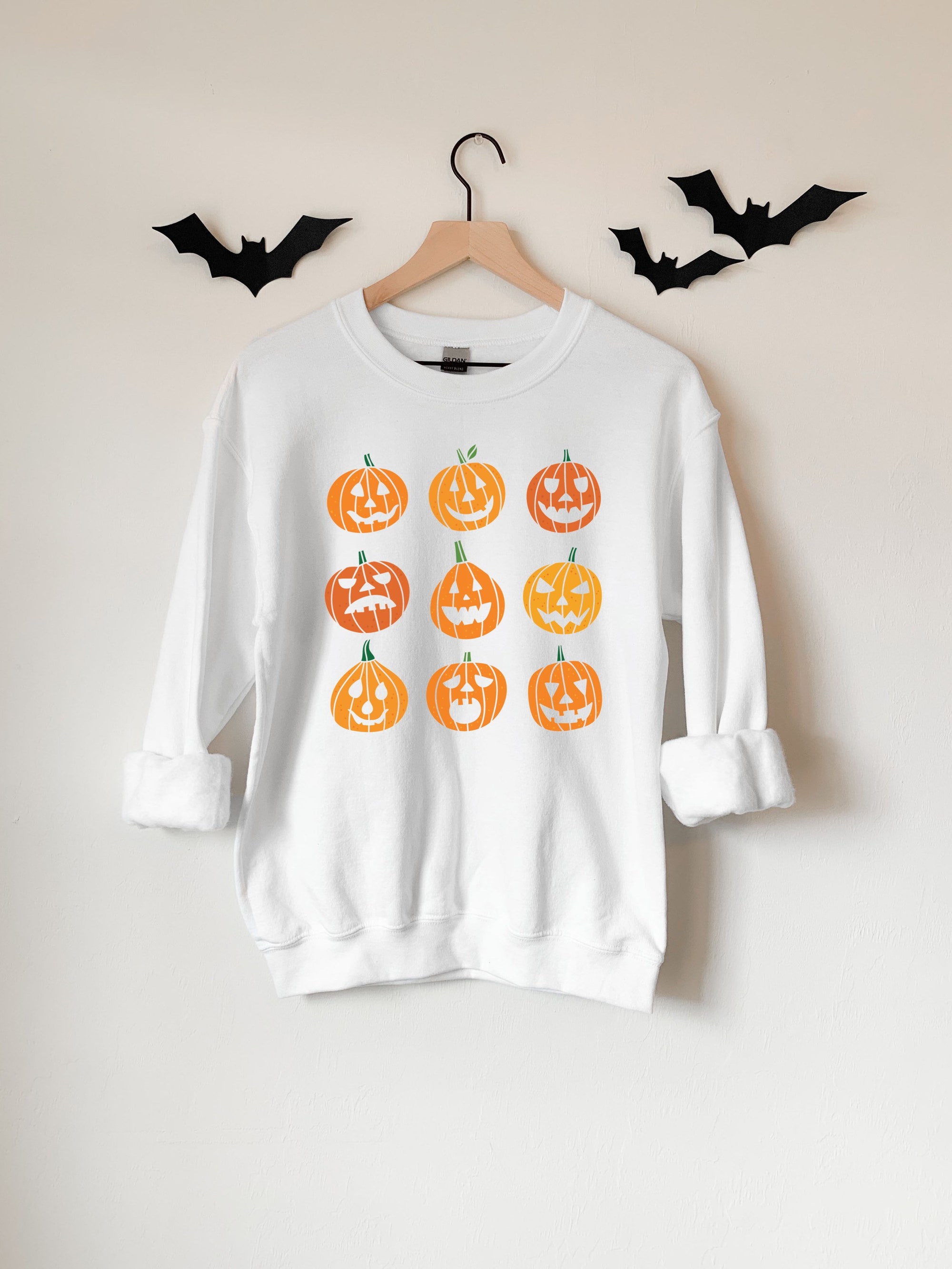 Discover Halloween Pumpkin Sweatshirt, Halloween Sweatshirt, Pumpkin Faces Shirt, Halloween Crewneck, Jack-o-Lantern Sweatshirt