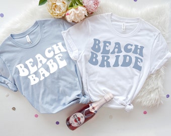 Beach Bachelorette Party Favor Shirts, Matching Bachelorette Beach Bride Beach Babe shirt, Retro Bachelorette Party Favors Florida Mexico