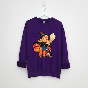 Vintage Halloween Sweatshirt Retro Halloween Shirt Halloween Witch sweatshirt Halloween sweatshirt for Women Fall Pumpkin Crewneck Plus Size image 2