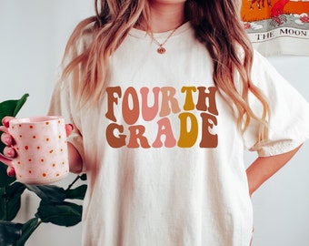 Fourth Grade Teacher Shirt Retro 4th Grade Teacher shirt Comfort Colors Shirt Fourth Grade Crew First Day of School Teacher Outfit Boho tee