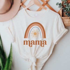 Retro Rainbow Mama shirt, Mom Tee, Mother’s Day Gift, Mama Graphic T-shirt, gift for mom, Mothers Day shirt, Boho Mom Tee, New Mom gift