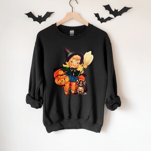 Vintage Halloween Sweatshirt Retro Halloween Shirt Halloween Witch sweatshirt Halloween sweatshirt for Women Fall Pumpkin Crewneck Plus Size image 6