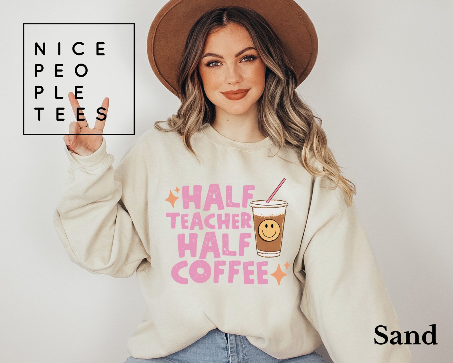 Half Teacher Half Coffee Sweatshirt Teacher Gift Coffee Etsy