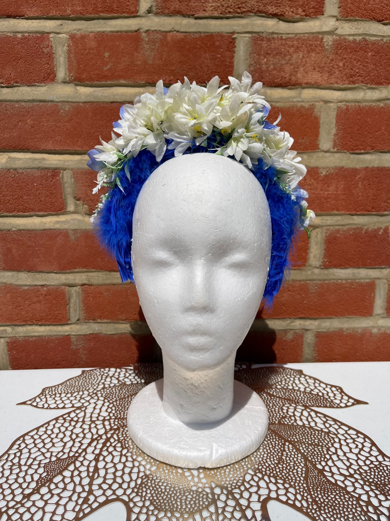 Blue Angel Headband Flower Headpiece Handmade Flower Etsy