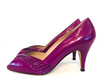 purple open toe shoes