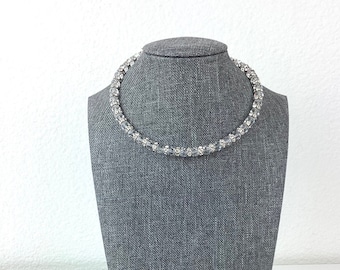 Vintage CRYSTAL CLEAR & RHINESTONE Choker Necklace