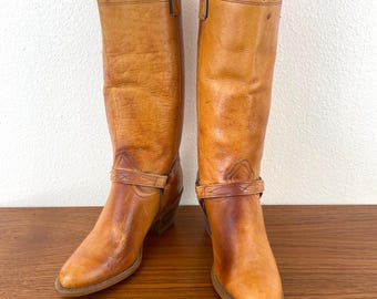 Vintage 1970s WESTERN HARNESS Style Capezio Cowboy Boots / Shoes