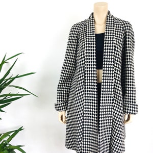Vintage 1980s BLACK & WHITE HOUNDSTOOTH Swing Coat