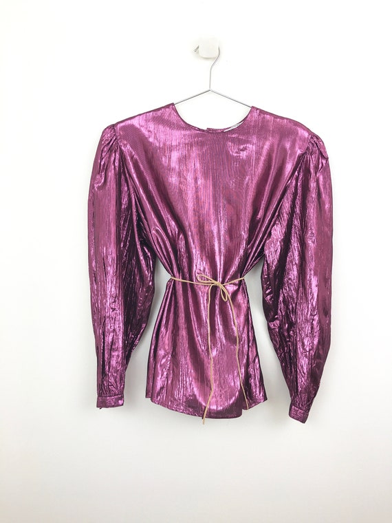 Vintage 1980s PURPLE METALLIC Lurex Balloon Sleeve
