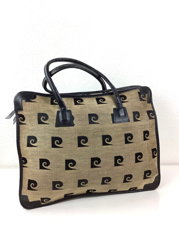 Vintage 1970s PIERRE CARDIN Logo Print TOTE Bag /… - image 1