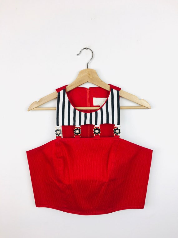 Vintage 1990s RED Cache CROPPED HALTER Top - image 1