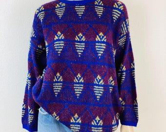 Vintage 1980s BENETTON Graphic Pullover Sweater
